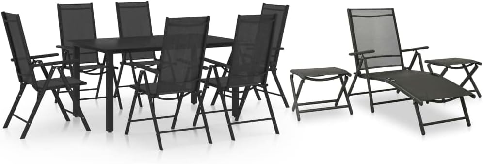 Conjunto de jardim, vidaXL, resistente à água, alumínio, vidro, Preto, para jardim e exterior