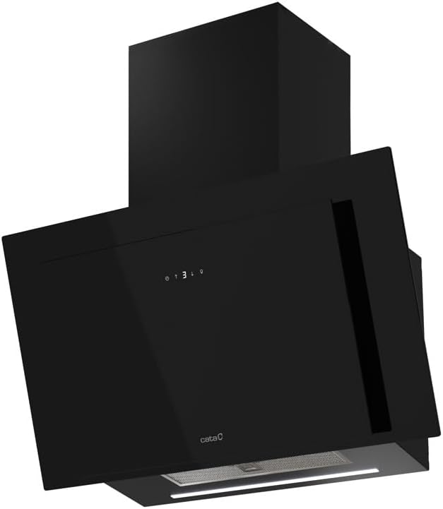 Exaustor, Cata, 80 cm, 6 Velocidades, regulável, com temporizador, com iluminação LED, vidro, Preto, para uso diário