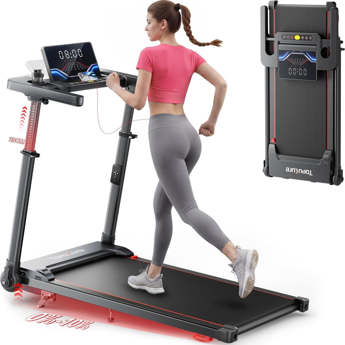 Passadeira elétrica, Toputure, 880 mm, 1080 mm, 130 kg, 400 mm, 1000 × 400 mm, dobrável, com comando à distância, com iluminação LED, plástico