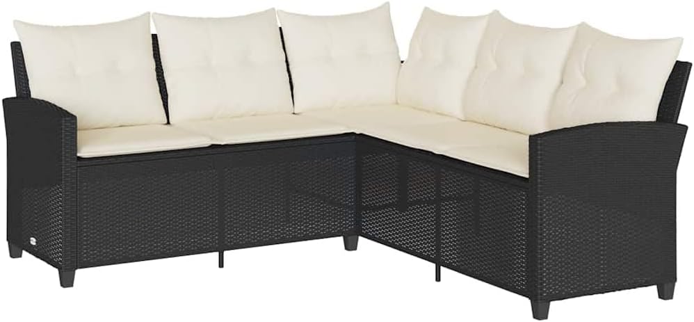 Sofá, vidaXL, aço, ratã, Preto, para a sala