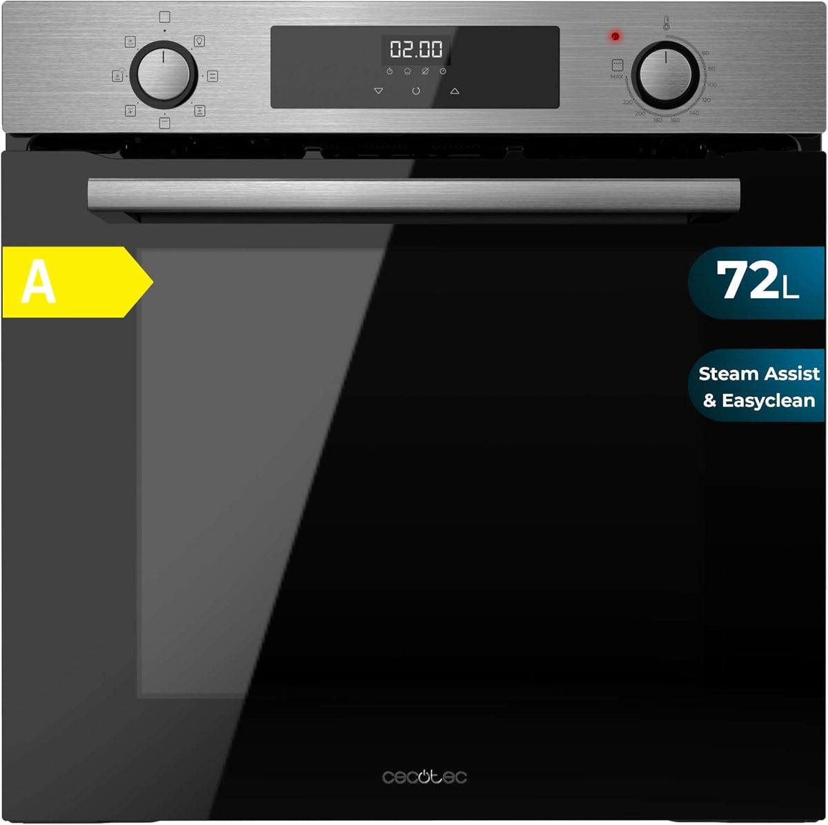 Cecotec, Forno de encastre, M226000, 60 cm, 2800 W, 72 L, vidro, Prateado, para a cozinha