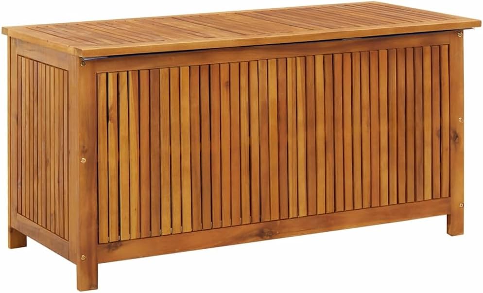 Caixa de arrumação exterior, ZIRLANLV, 113 × 50 × 58 cm, madeira, Natural, para jardim e exterior