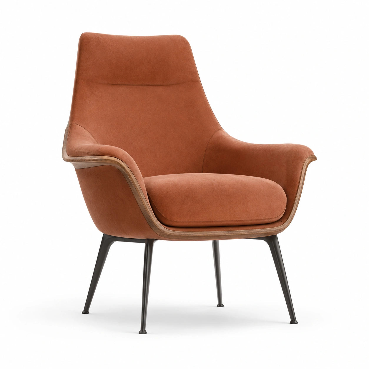 Sillón de Tela Marrón con Patas de Metal