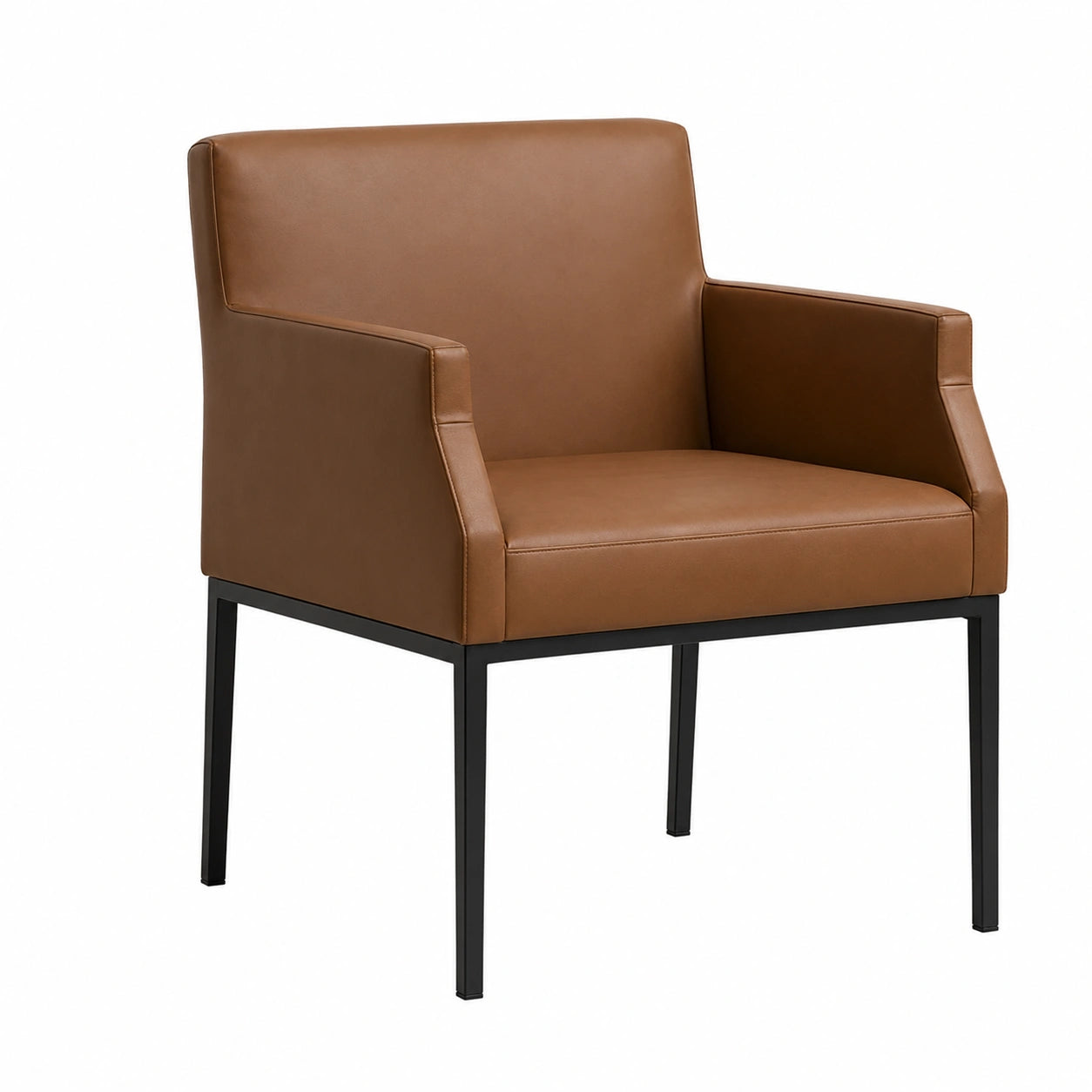 Silla de Cuero Sintético Marrón con Base de Acero