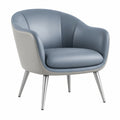 Sillón de cuero sintético azul y gris con patas de metal