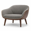 Sillón de Madera de Nogal y Tela Gris