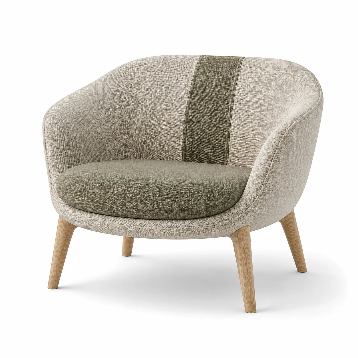 Sillón de Madera y Poliéster Beige y Verde