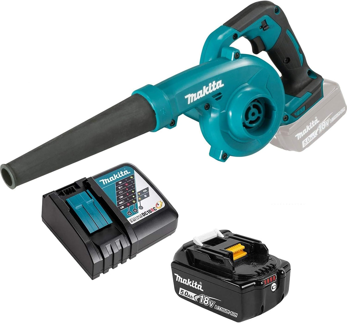 Makita, Soprador de folhas, DUB185RT, 18 V, 5.0 Ah, com iluminação LED, Multicolor, para jardim e exterior