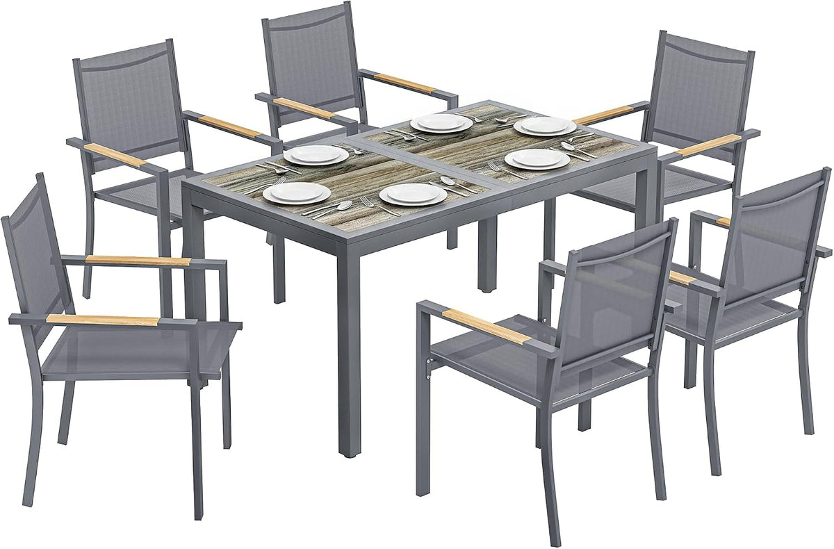 Conjunto de jardim, Outsunny, 120 kg, 50 kg, 55 × 90 × 104 cm, aço, madeira, Cinzento, para jardim e exterior