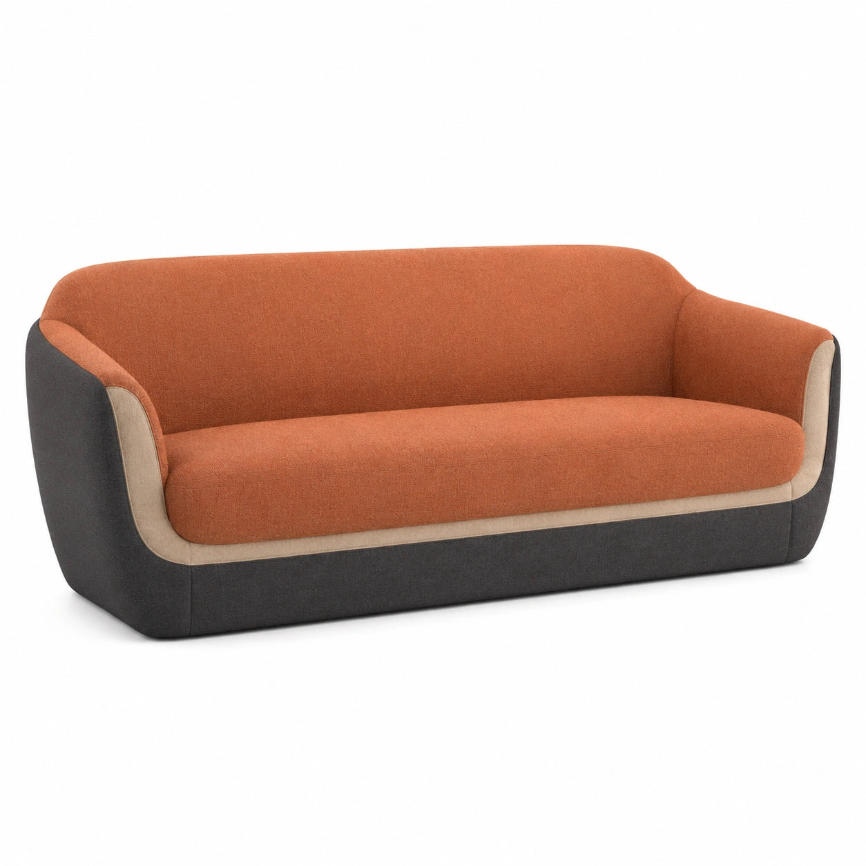 Sofá de Tela de Poliéster Naranja, Gris y Beige