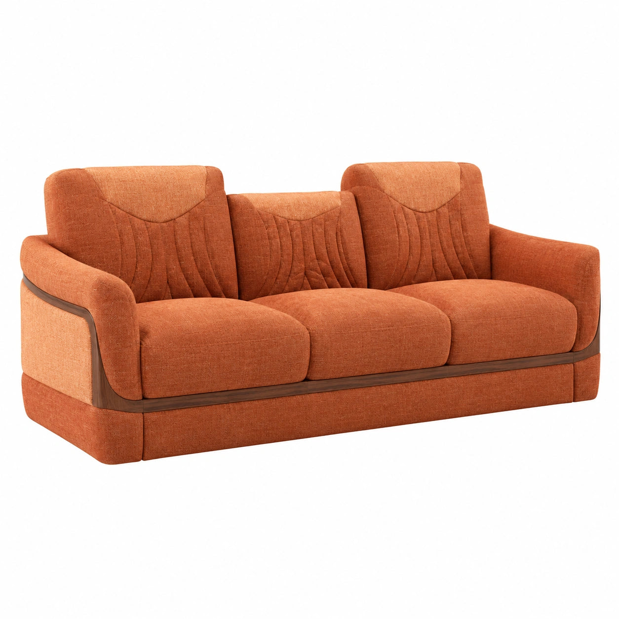 Sofá de Tela de Poliéster Naranja 3 Plazas 210 cm