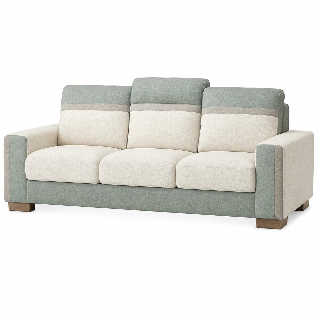 Sofá de Tela de Poliéster 3 Plazas Beige/Gris