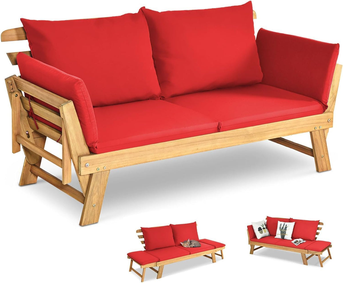 Sofá, GOPLUS, 320 kg, madeira, Vermelho, para a sala