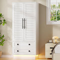 Roupeiro, Feonase, 48 cm, 175 × 75 × 48 cm, com iluminação LED, com gavetas, madeira, Branco, para o quarto