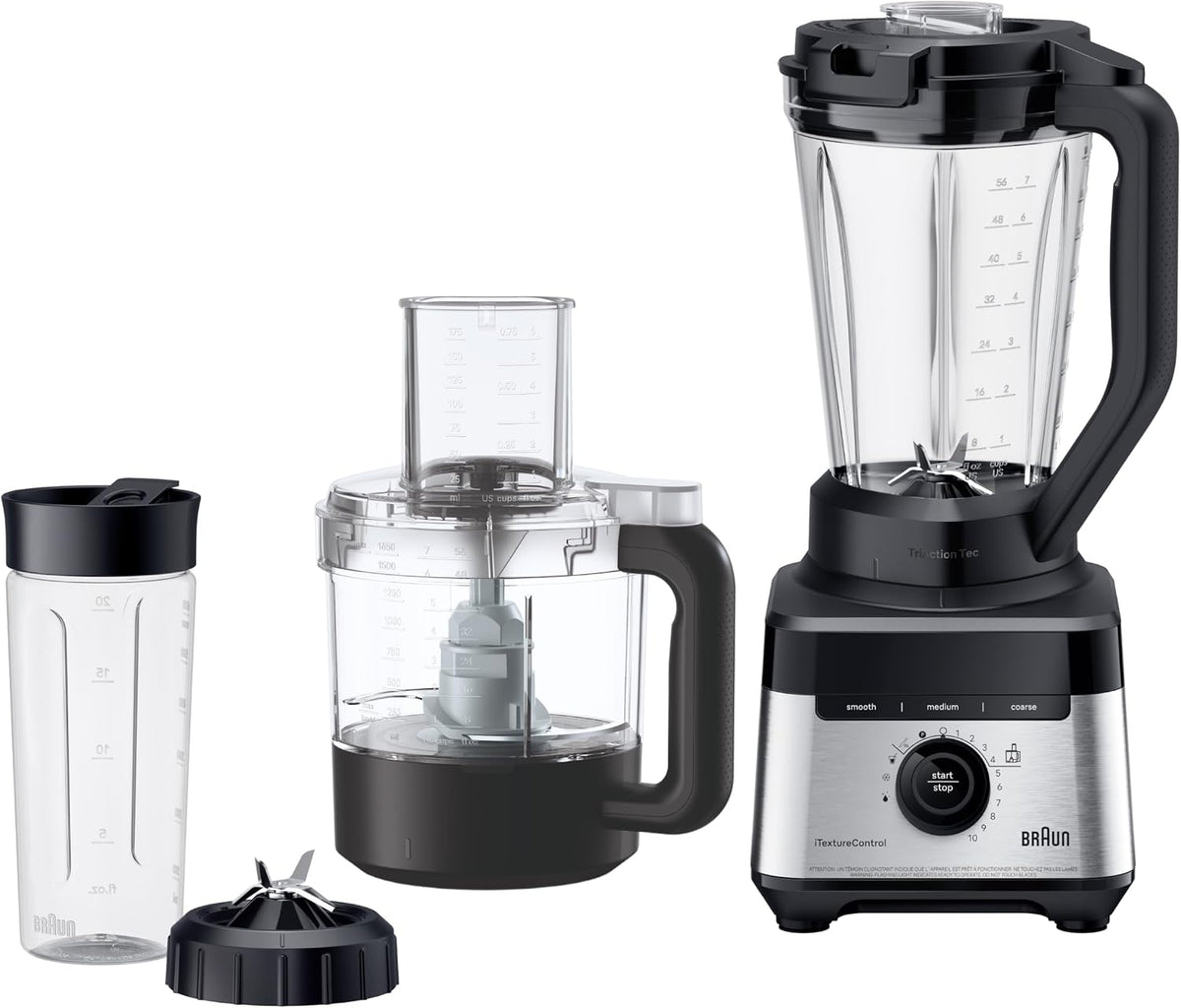 Liquidificador, Braun, 1400 W, 30.000 RPM, 2 L, 65 L, 600 Ml, 10 Velocidades, vidro, Preto, para a cozinha