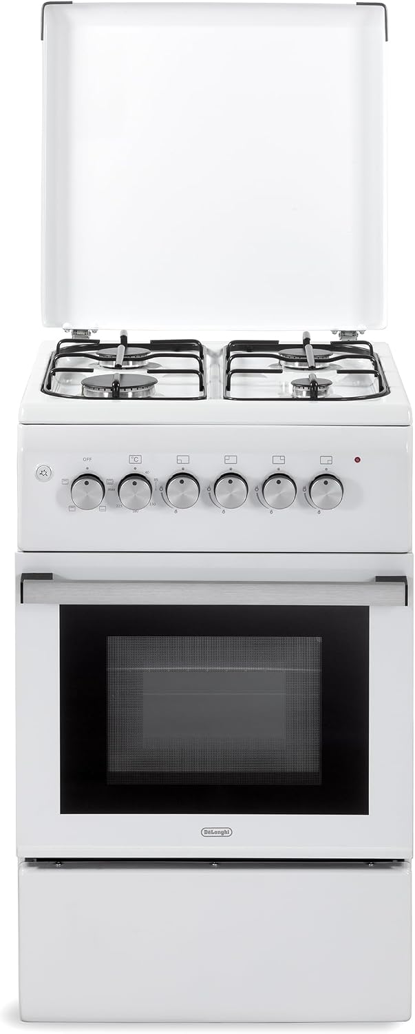 Fogão independente, De'Longhi, DL554EW2, 50 cm, 52 L, classe energética A, aço, alumínio, Branco, para a cozinha