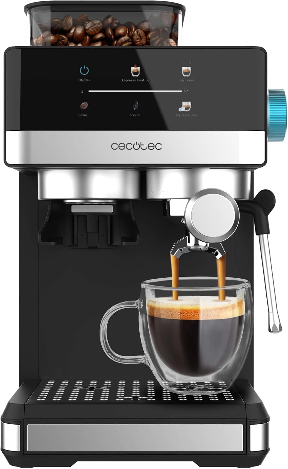 Cecotec, Máquina de café expresso, 1350 W, 150 g, 1.7 L, com ecrã tátil, Creme, para a cozinha