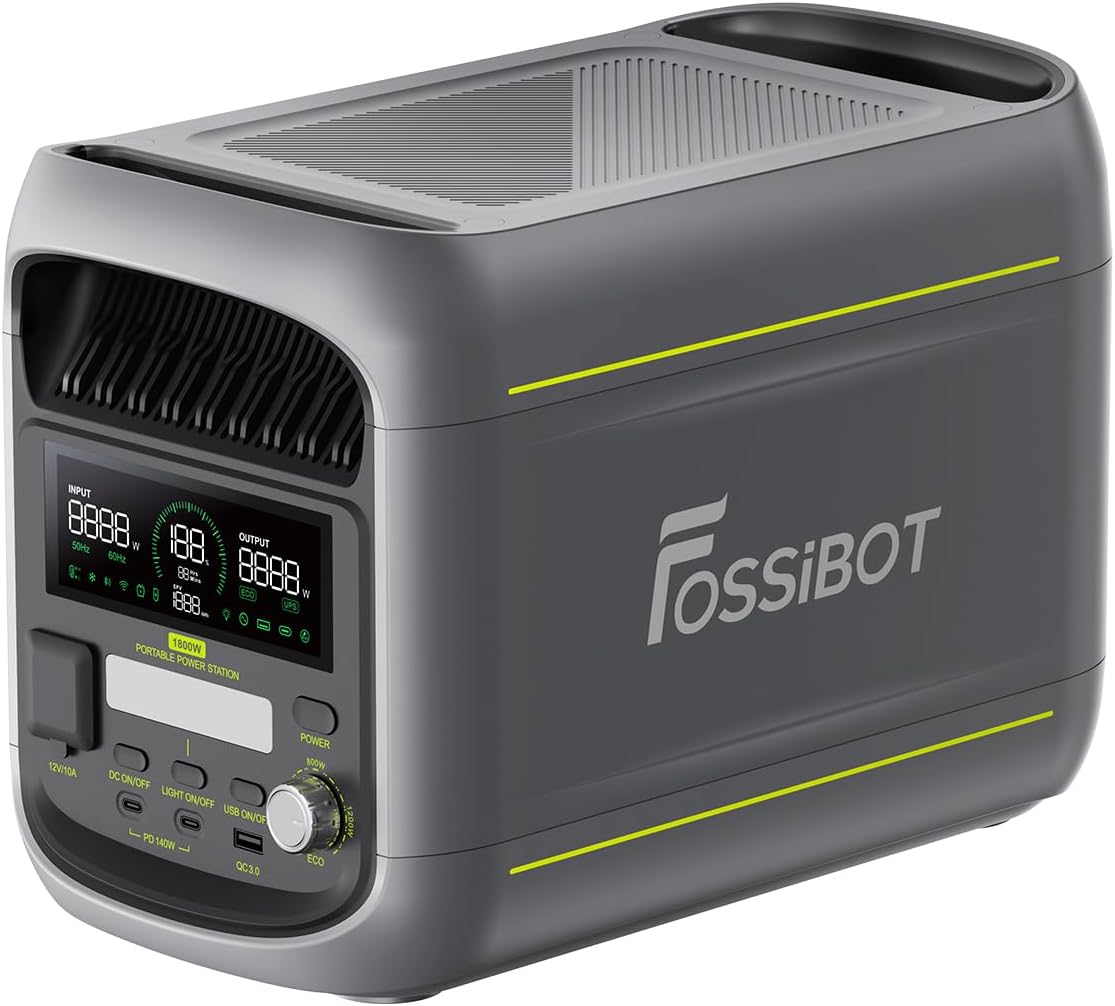 Gerador elétrico, FOSSiBOT, F1800, 1800 W, 100 W, com controlo por aplicação, plástico, Multicolor, para trabalhos de manutenção