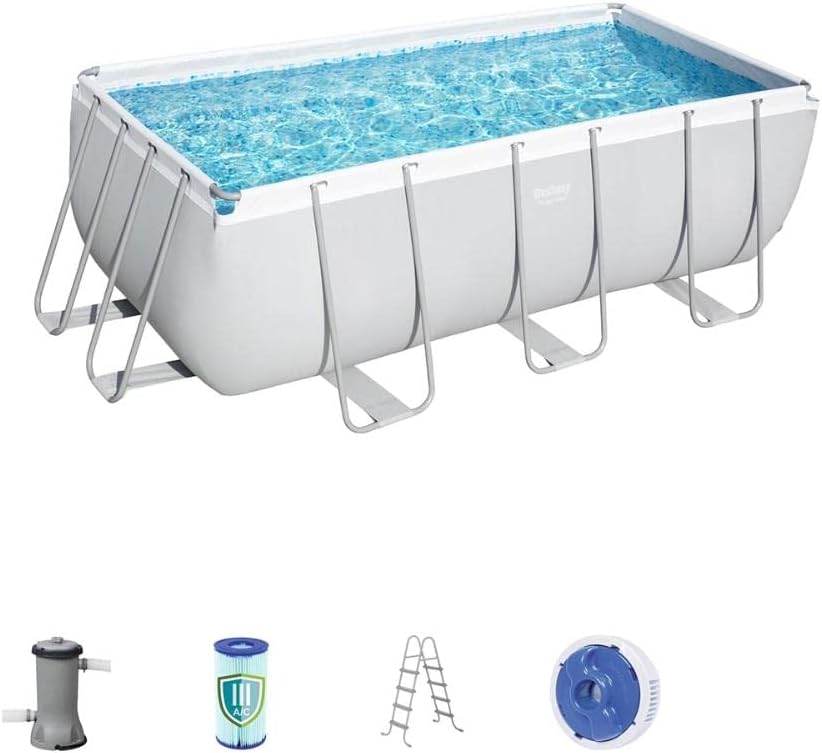 Piscina desmontável, Bestway, 56456, 122 cm, 412 × 201 × 122 cm, aço, poliéster, Multicolor, para jardim e exterior