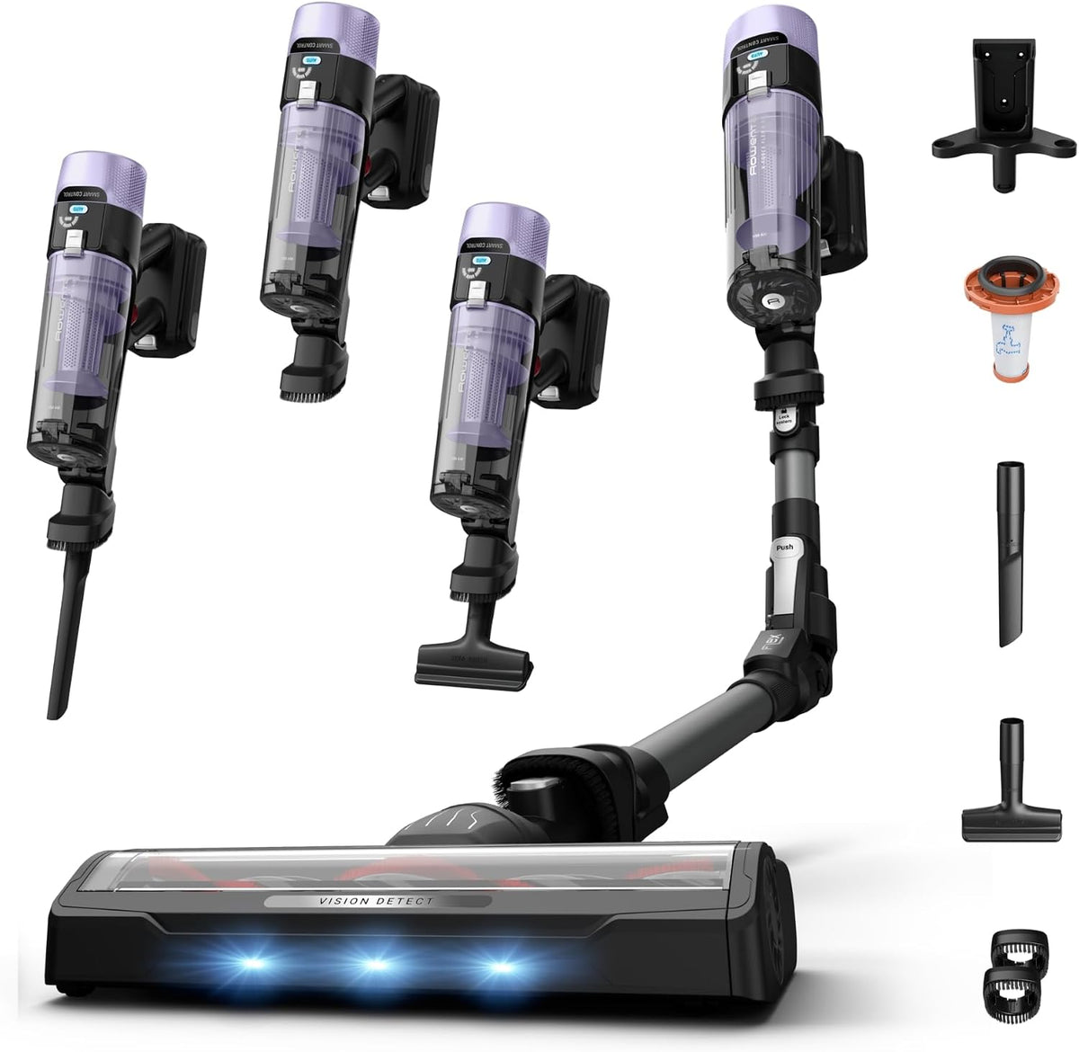 Aspirador vertical, Rowenta, 1.2 kg, 5,8 kg, com iluminação LED, com prateleiras, Vermelho, para uso diário