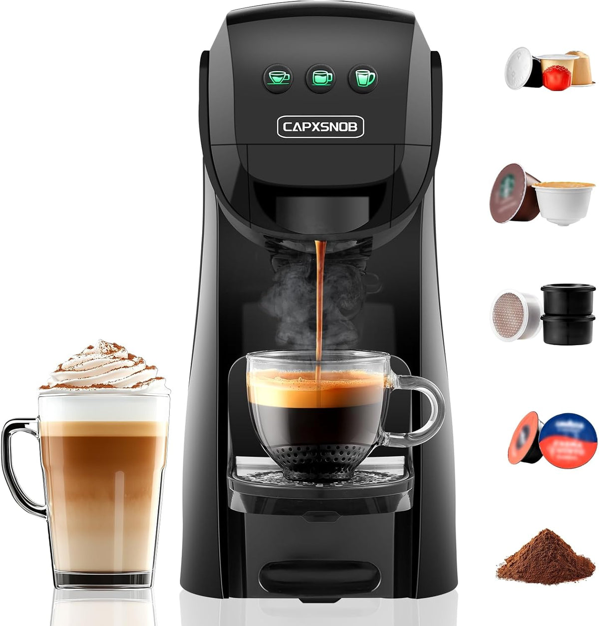 Máquina de café, CAPXSNOB, Warriors1, 27,5 cm, 1.100 a, 1.400 W, 20 bar, 28,5 × 13,7 × 27,5 cm, com rodas, Multicolor, para a cozinha