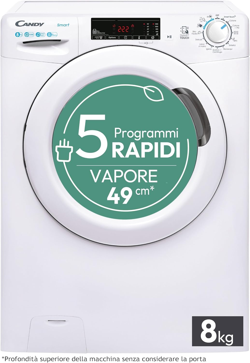 Máquina de lavar roupa, CANDY, CSS128TW4-11, 8 kg, 16 Programas, Classe B, Multicolor, para uso diário
