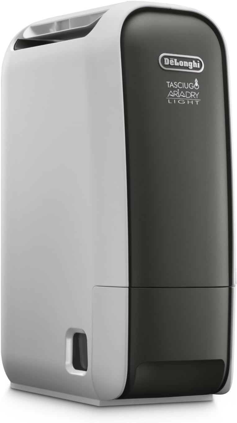 Desumidificador, De'Longhi, 6 L, 34 dB, 1,9 kg, com temporizador, Cinzento, para uso diário
