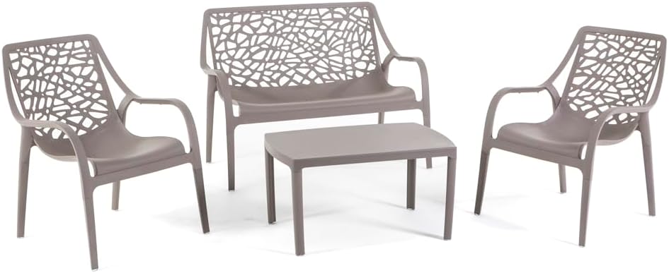 Conjunto de mobiliário de jardim, SIEDITI FUORI E DENTRO, 19,1 kg, resistente à água, vidro, Multicolor, para jardim e exterior