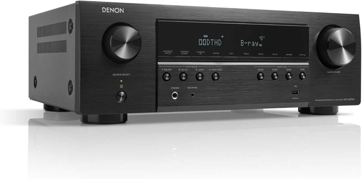 Amplificador, DENON, AVC-S670H, 8,1 kg, com controlo por aplicação, Preto, para uso diário