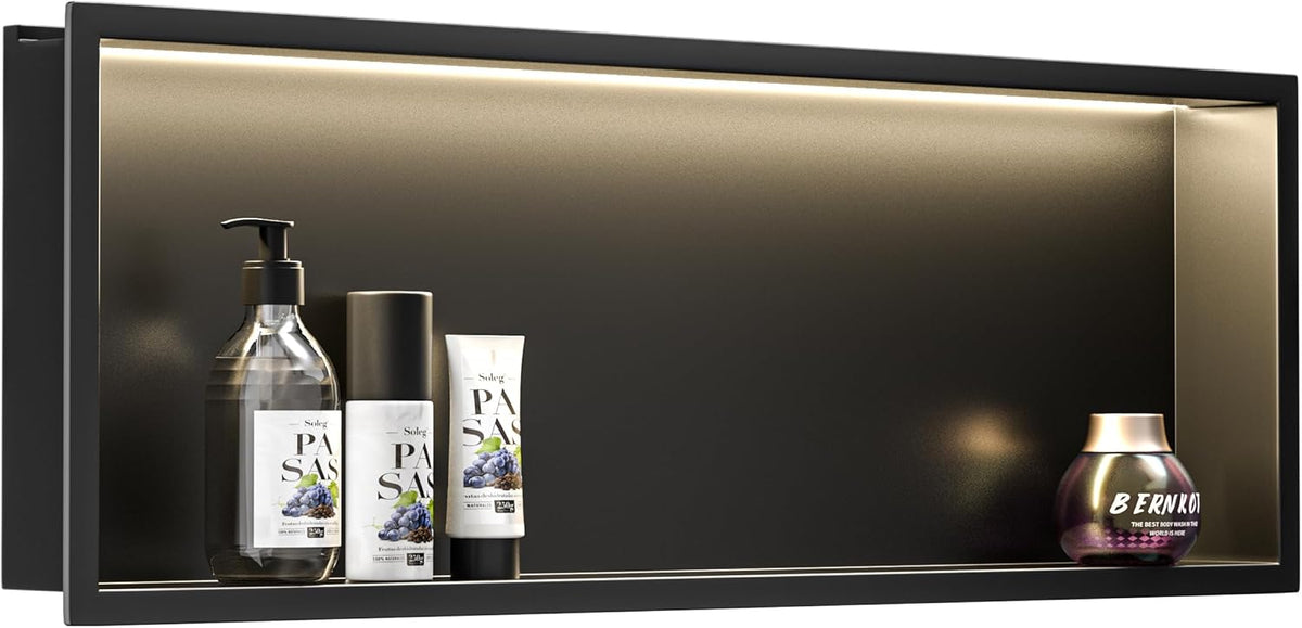 Móvel, Bernkot, 30 cm, 90 × 30 cm, resistente à água, com iluminação LED, aço inoxidável, aço, Preto, para a sala