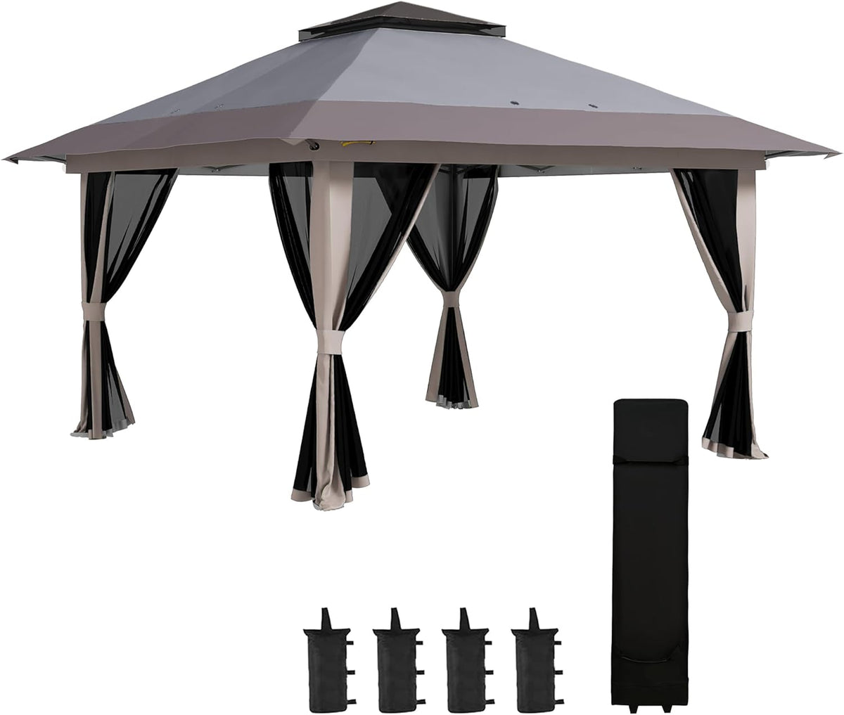 Conjunto de jardim, Outsunny, 8 m, 9,5 kg, 12,5 kg, 263 cm, 12,2 kg, 392 × 392 × 283 cm, dobrável, tecido, Cinzento, para jardim e exterior