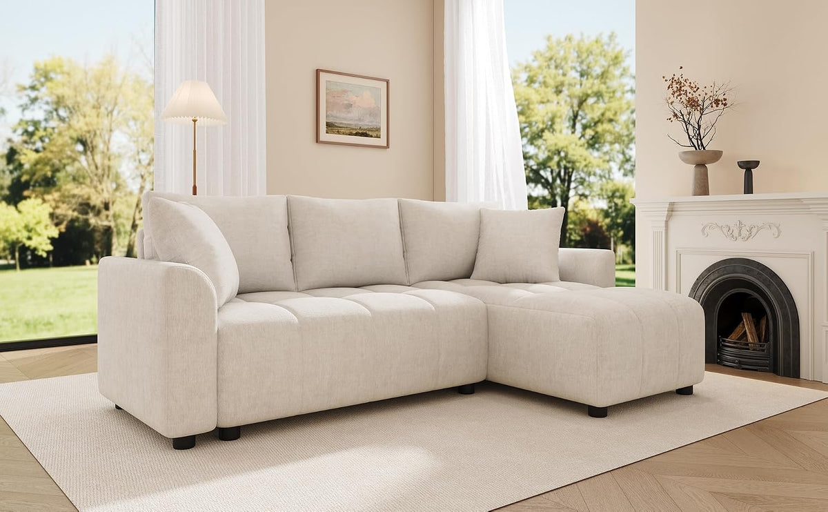 Sofá, Luscriate, 82,5 cm, 44,5 kg, 204 × 127 × 82,5 cm, 4 pessoas, tecido, Bege, para a sala