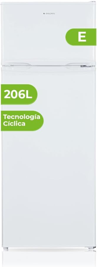 Frigorífico combinado, Aspes, AF145503E, 206 L, Classe E, com iluminação LED, Branco, para uso diário
