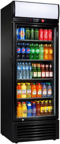 Frigorífico para bebidas, Générique, 350 L, 2 a, 190,5 cm, 60 kg, 480 mm, 60 g, com iluminação LED, com prateleiras, com rodas, vidro, Branco / Preto