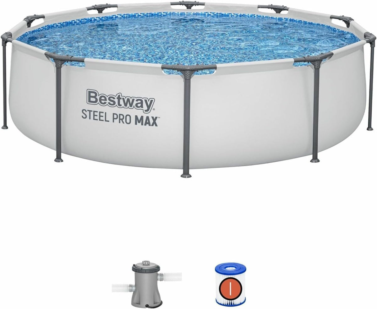 Piscina desmontável, Bestway, 56408, 305 × 76 cm, 282 a, 640 cm, 132 cm, 34,9 kg, aço, madeira, Cinzento claro, para jardim e exterior