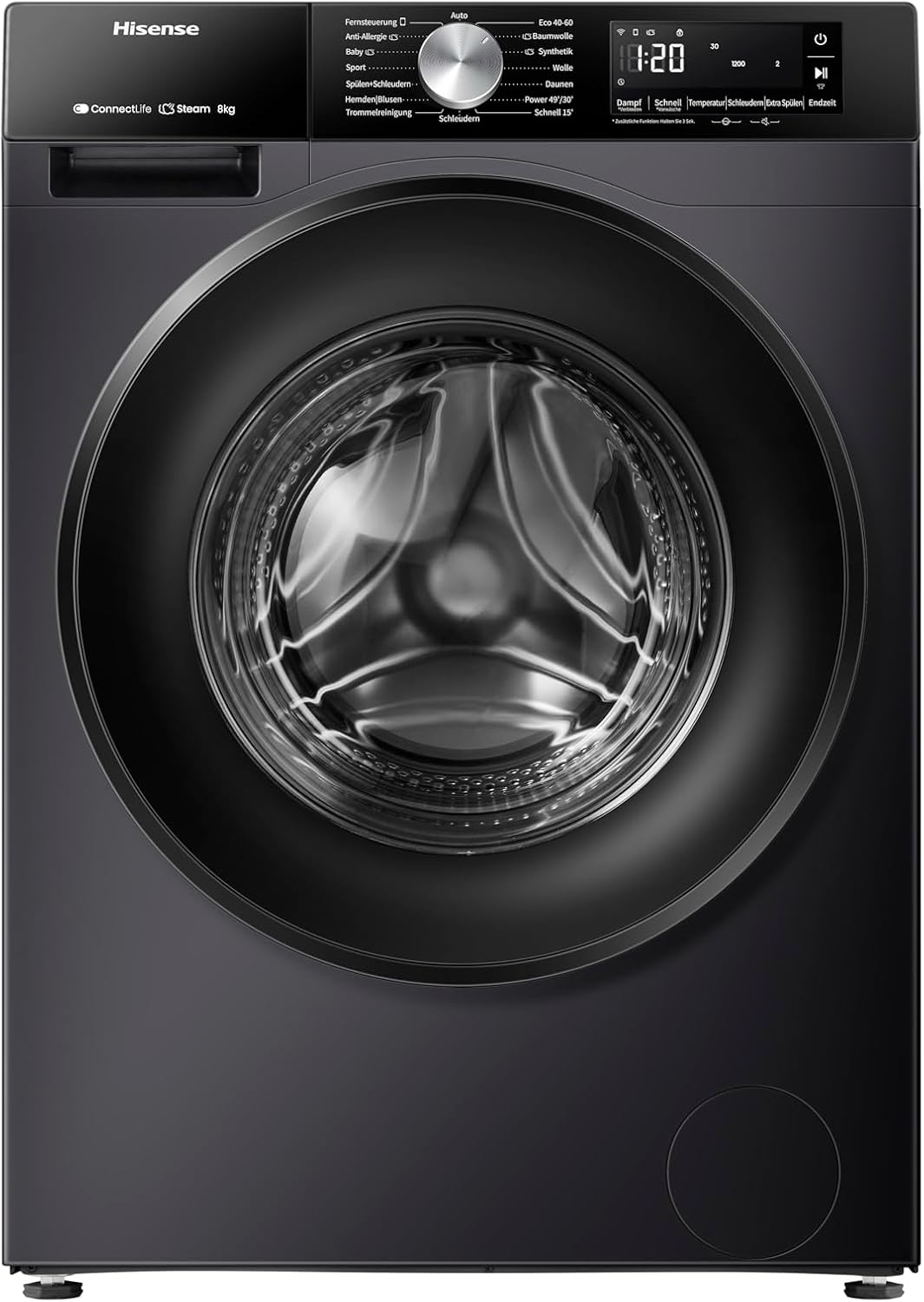 Máquina de lavar roupa, Hisense, WF3S8043BB3, 8 kg, 1400 rpm, com controlo por aplicação, tecido, Multicolor, para uso diário