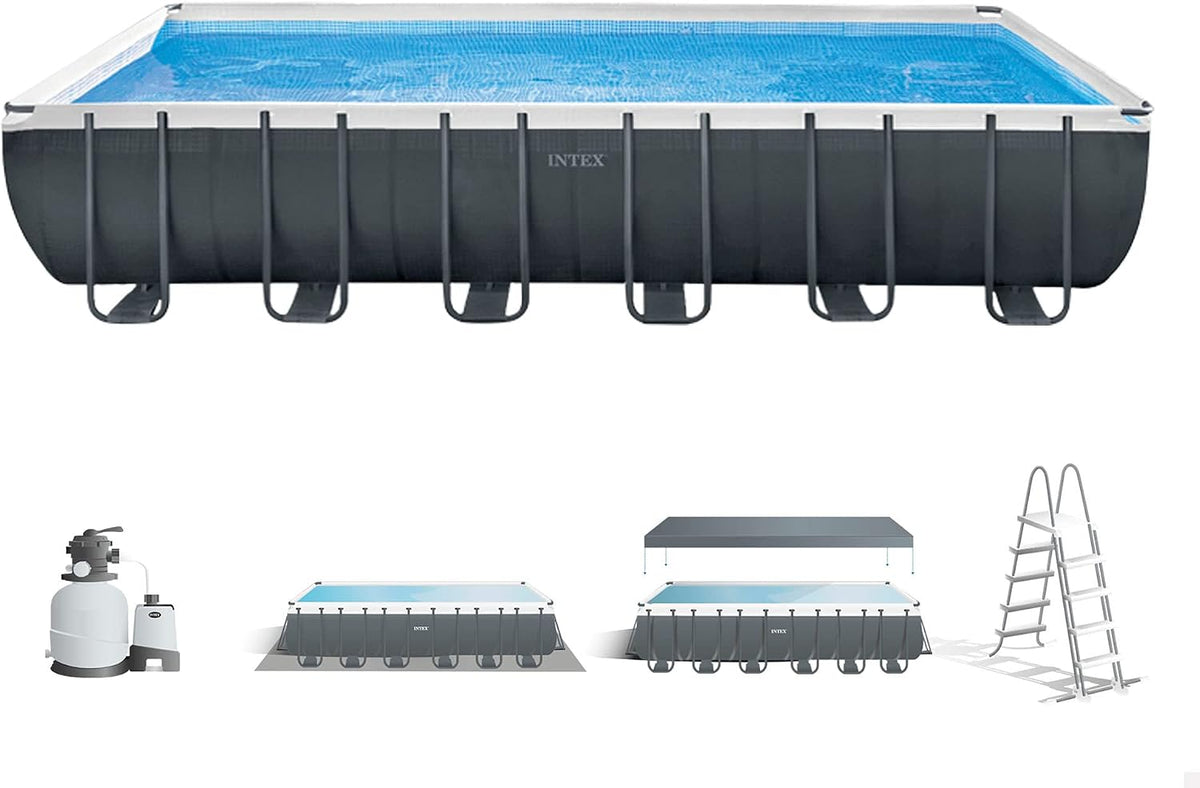 Piscina desmontável, Intex, 55221, 732 × 366 × 132 cm, 31.805 L, 7.900 l, 38 mm, 0.73 mm, 47,1 kg, aço, vidro, Multicolor, para jardim e exterior