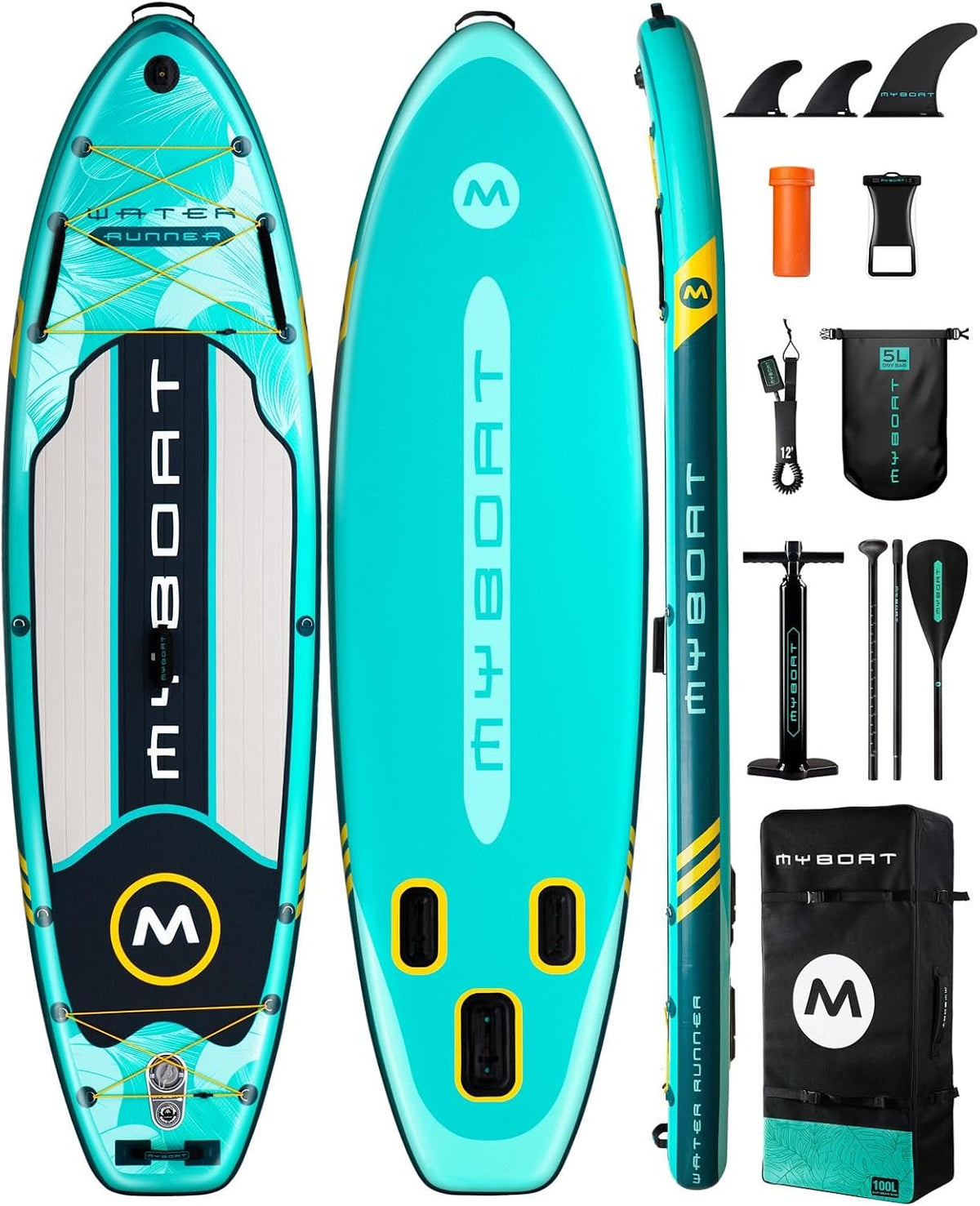 Prancha de paddle insuflável, myboat, 320 cm, 15 cm, 168 Kg, 320 × 89 × 15 cm, resistente à água, Azul, para uso diário