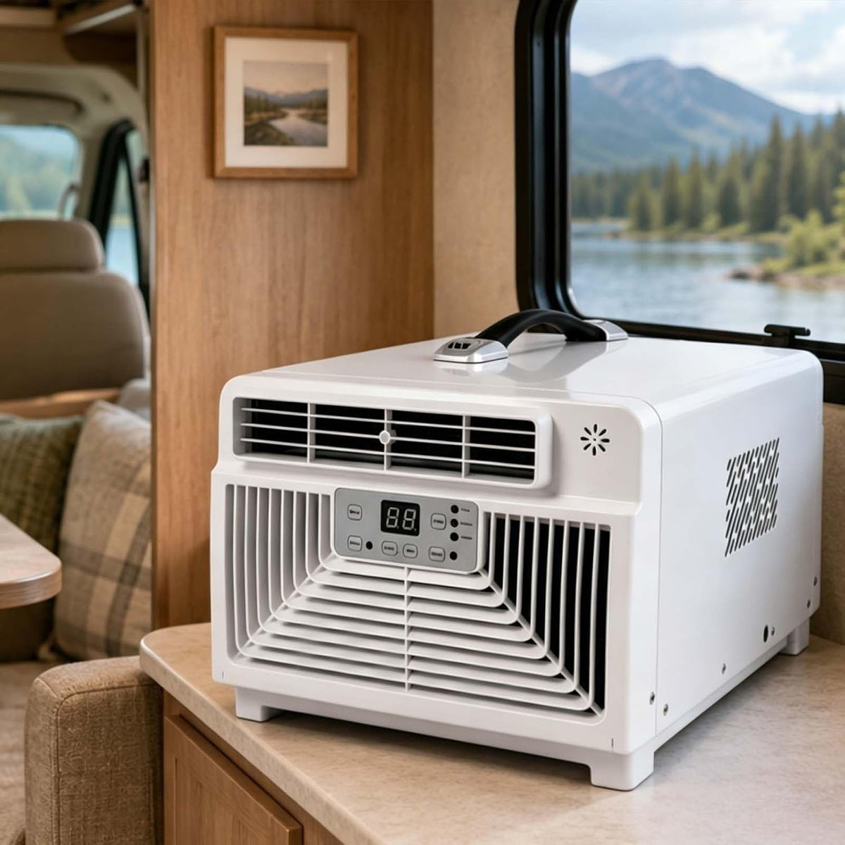 Ar condicionado portátil, QFGain, 220 V, 3.400 BTU, 1 a, 42 dB, 13 cm, 28 × 46 × 13 cm, com temporizador, com ecrã tátil, Multicolor, para uso diário