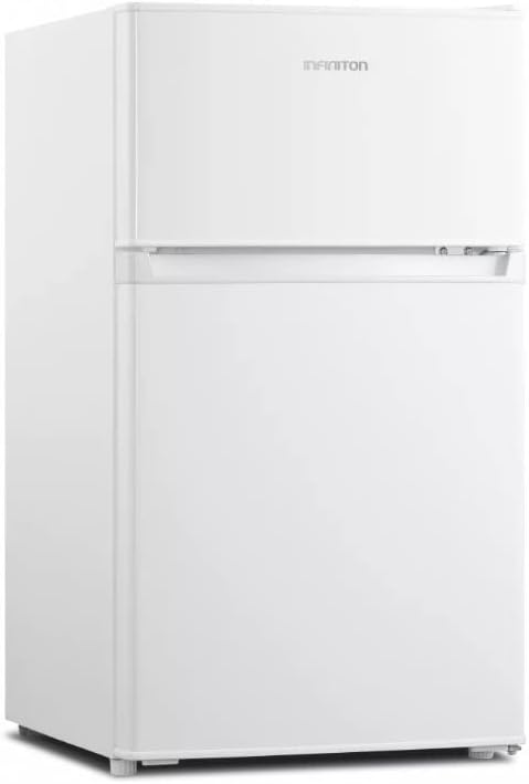 Frigorífico combinado, INFINITON ELECTRONICS, INFINITON, 85 L, com iluminação LED, com prateleiras, alumínio, Prateado, para uso diário