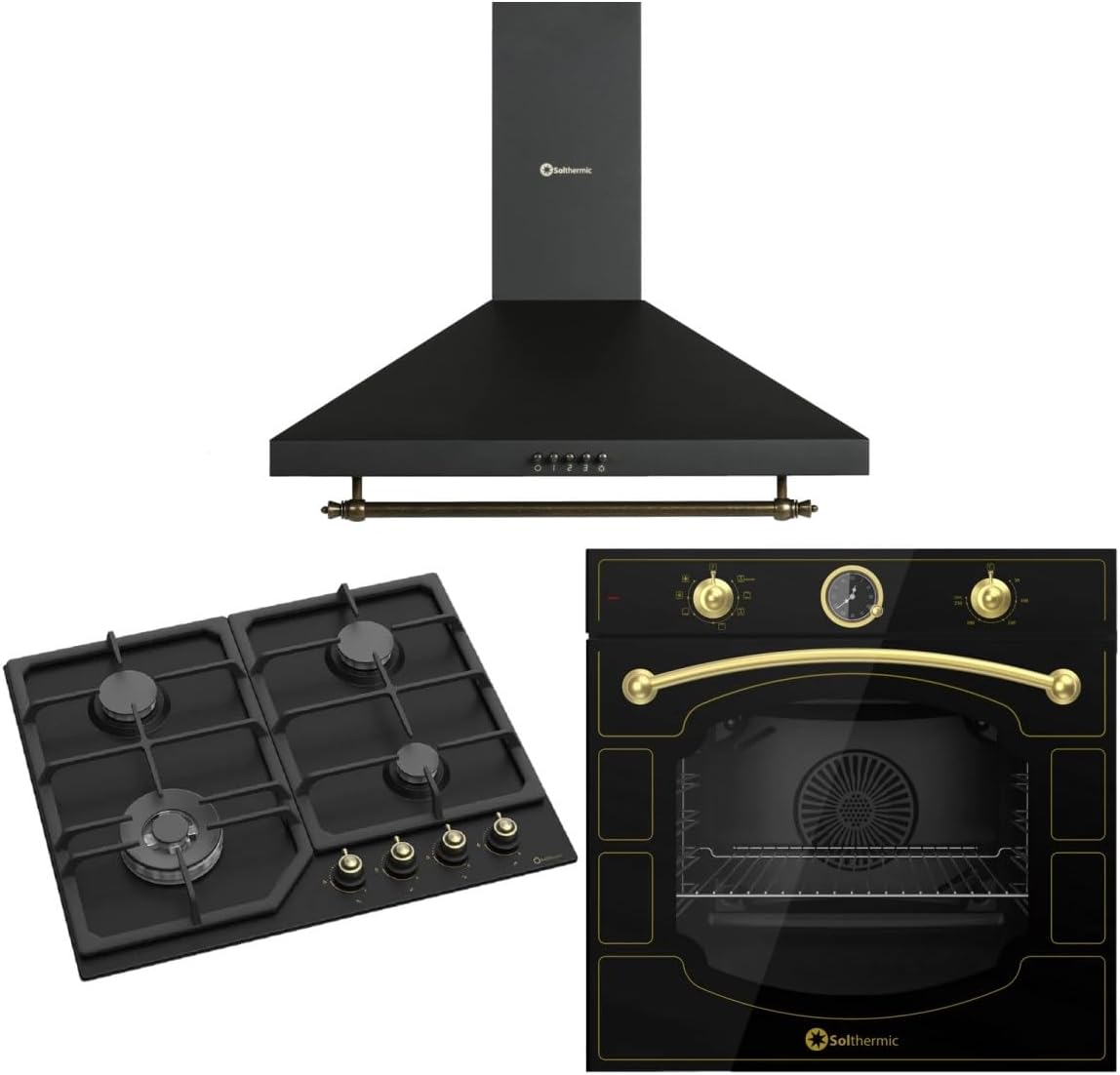 Placa de cozinha, SOLTHERMIC, CONJUNTO, 64 L, 1 m, 60 cm, 350 m, 2 l, 28 W, Preto, para a cozinha