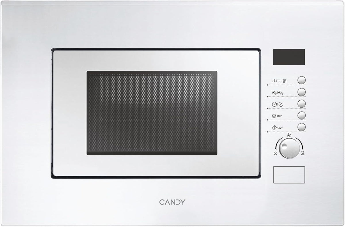 Micro-ondas com grill, CANDY, MIC20GDFB, 20 L, 1000 W, 5 CM, 8 Programas, com ecrã tátil, aço, Branco, para a cozinha