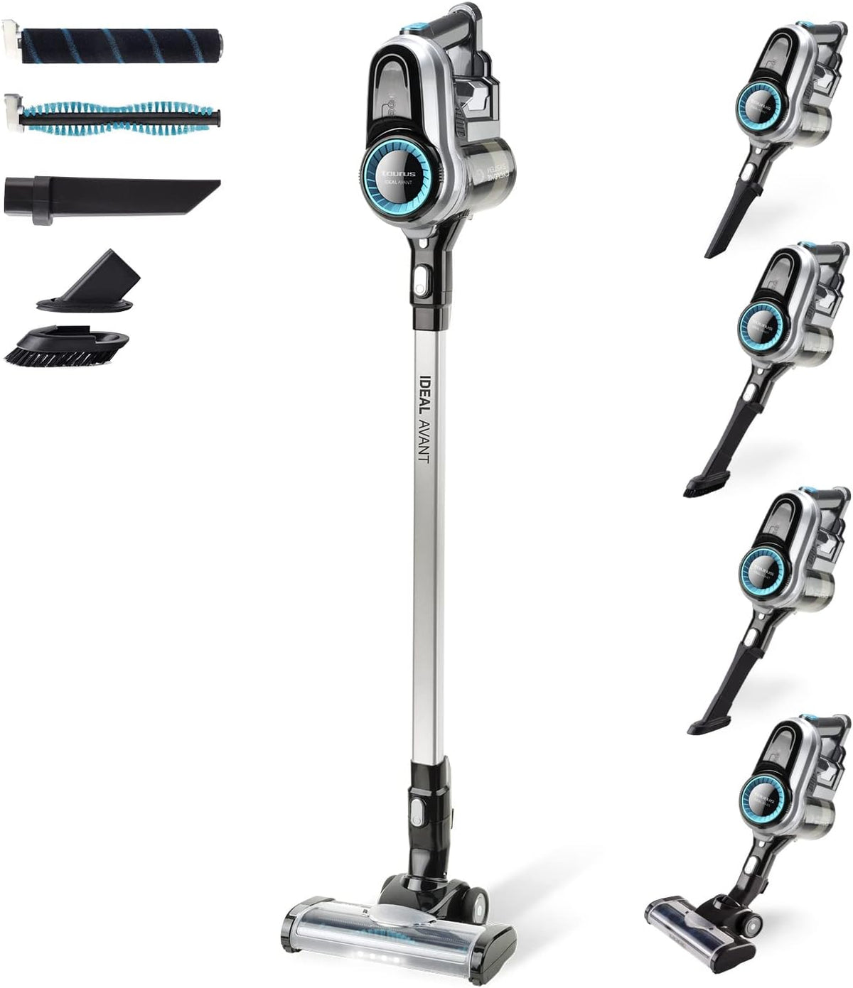 Aspirador vertical, Taurus, 29.6 V, 650 ml, alumínio, Cinzento, para uso diário
