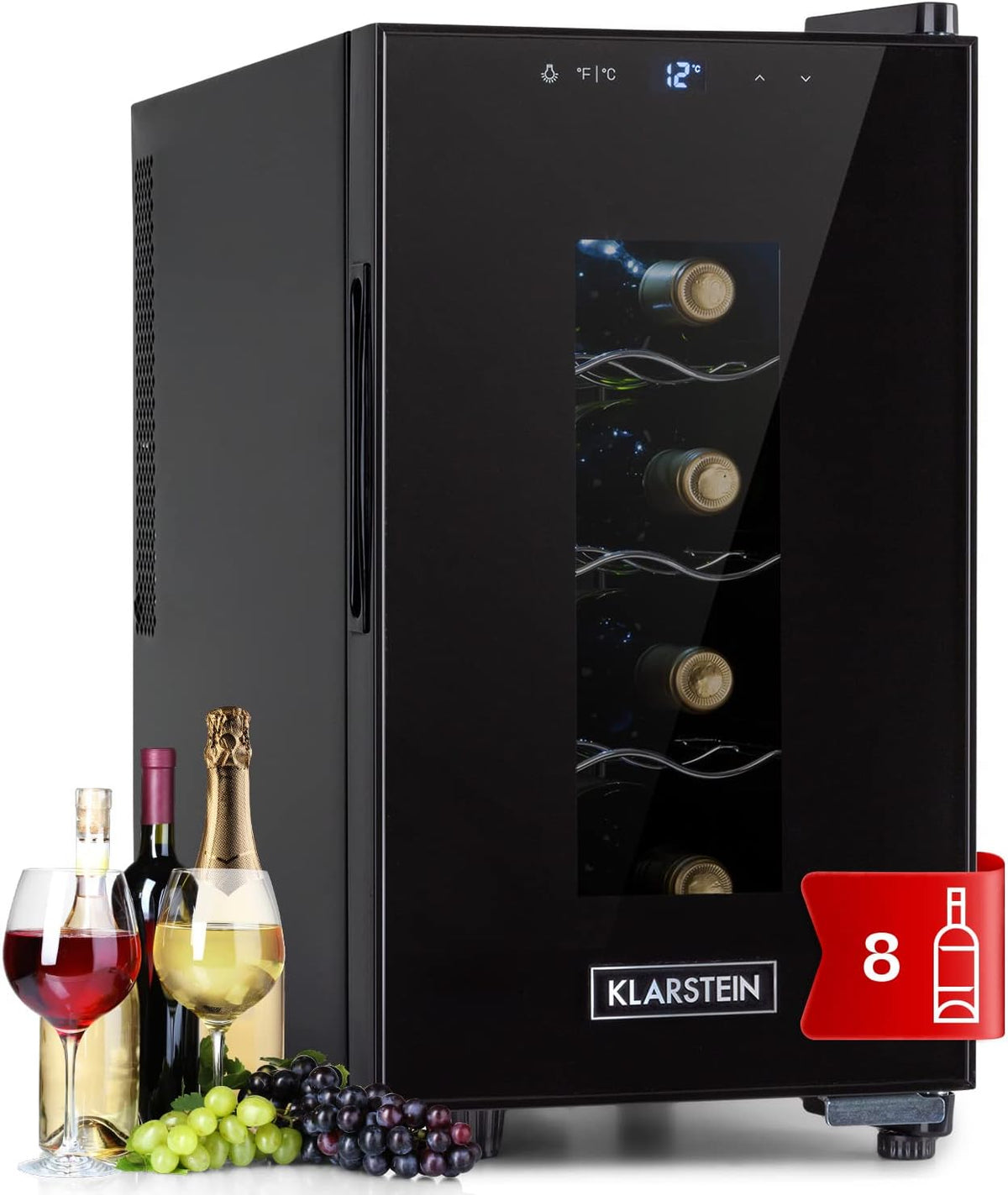 Frigorífico para bebidas, KLARSTEIN, com ecrã tátil, aço inoxidável, aço, Prateado, para uso diário