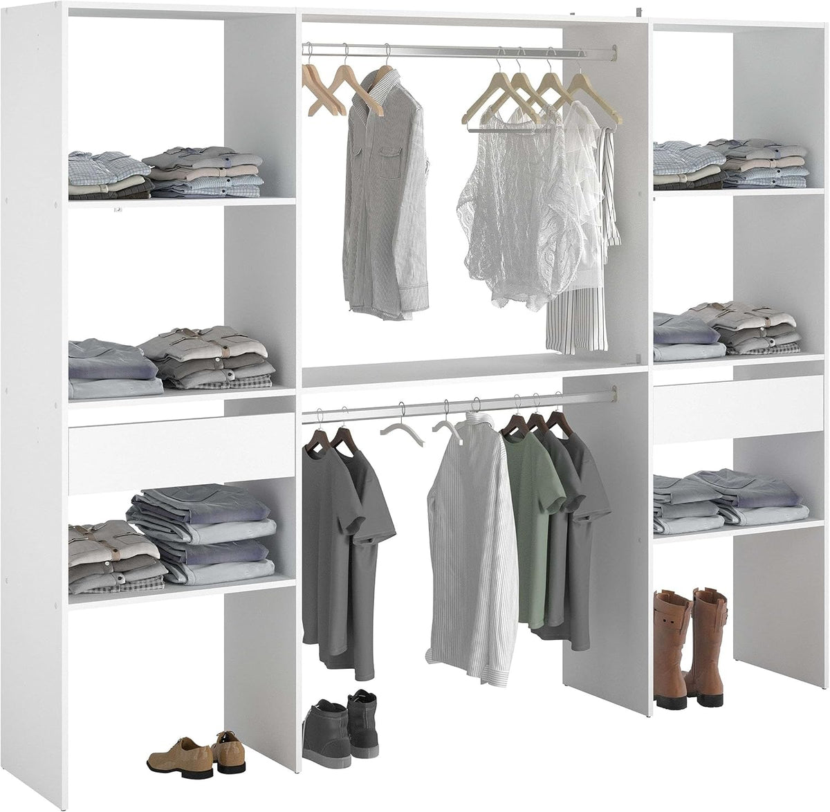Roupeiro, Miroytengo, 220 × 180 cm, 220 cm, com gavetas, com prateleiras, Branco, para o quarto
