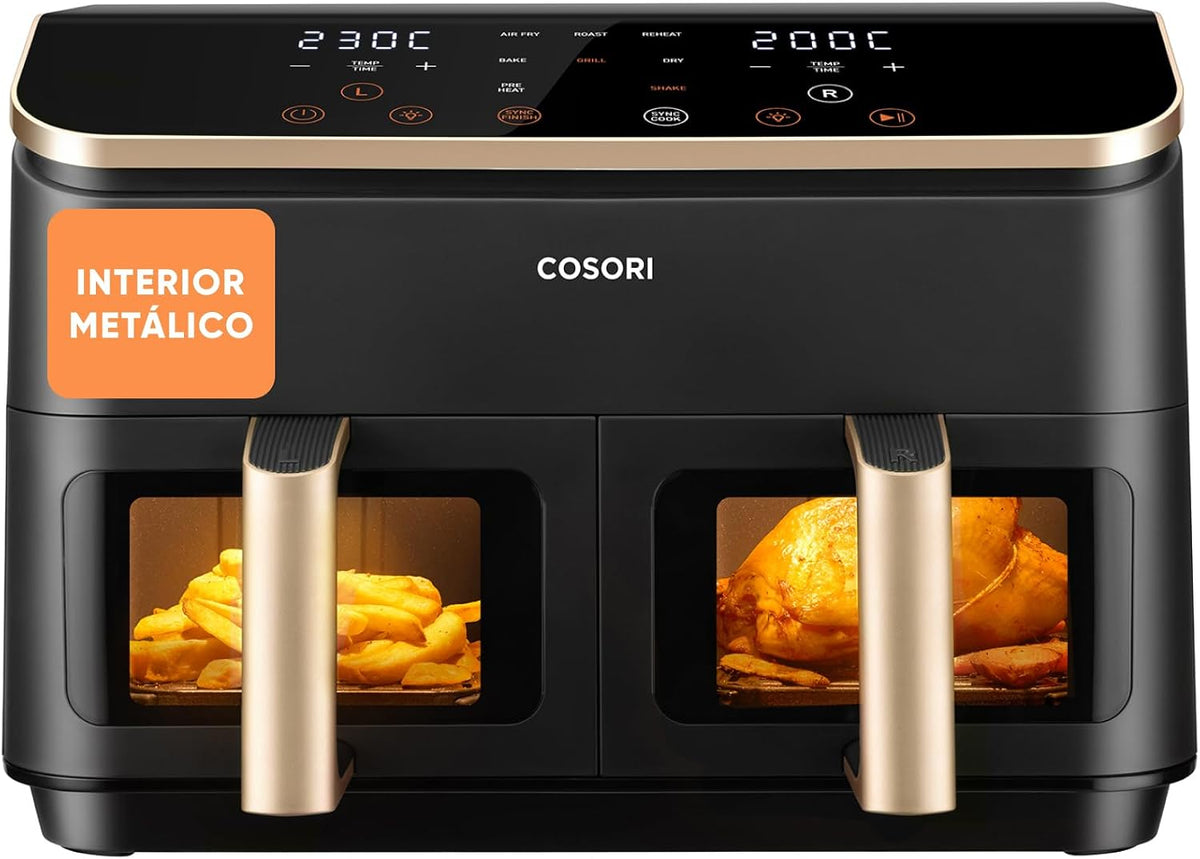 Fritadeira de ar quente, Cosori, 5 L, 8.5 L, 35 a, 6 kg, com temporizador, plástico, Dourado, para a cozinha