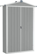 Abrigo de jardim, vidaXL, 116 × 45 × 175 cm, 183 cm, 107,5 × 46 × 183 cm, com prateleiras, aço, plástico, Cinzento, para jardim e exterior