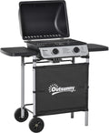 Grelhador a gás, Outsunny, 6 KW, 104 × 49 × 99 cm, com rodas, aço inoxidável, aço, Preto, para jardim e exterior