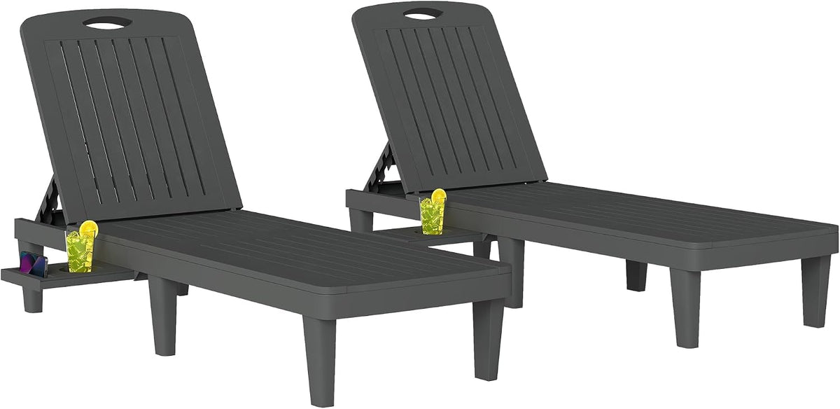 Espreguiçadeira, Outsunny, 83 cm, 120 kg, dobrável, plástico, Cinzento, para uso diário