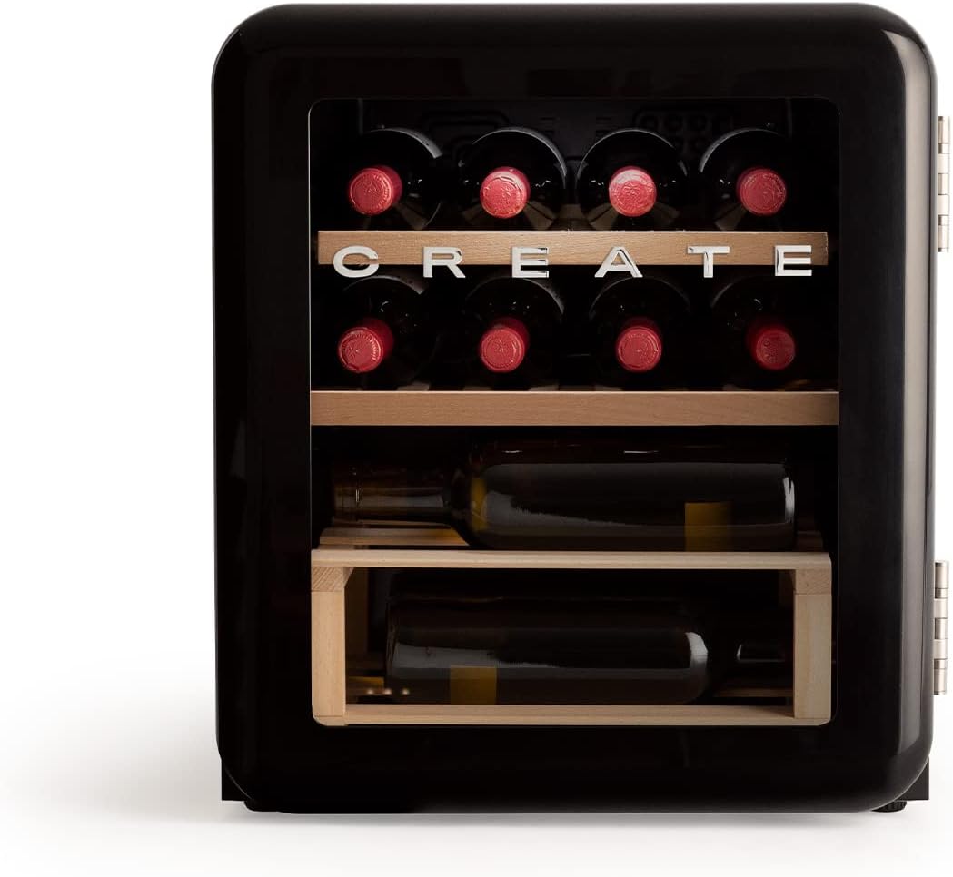 Frigorífico para bebidas, CREATE, 48 L, 5 × 50 cm, regulável, com iluminação LED, aço inoxidável, aço, Preto, para uso diário